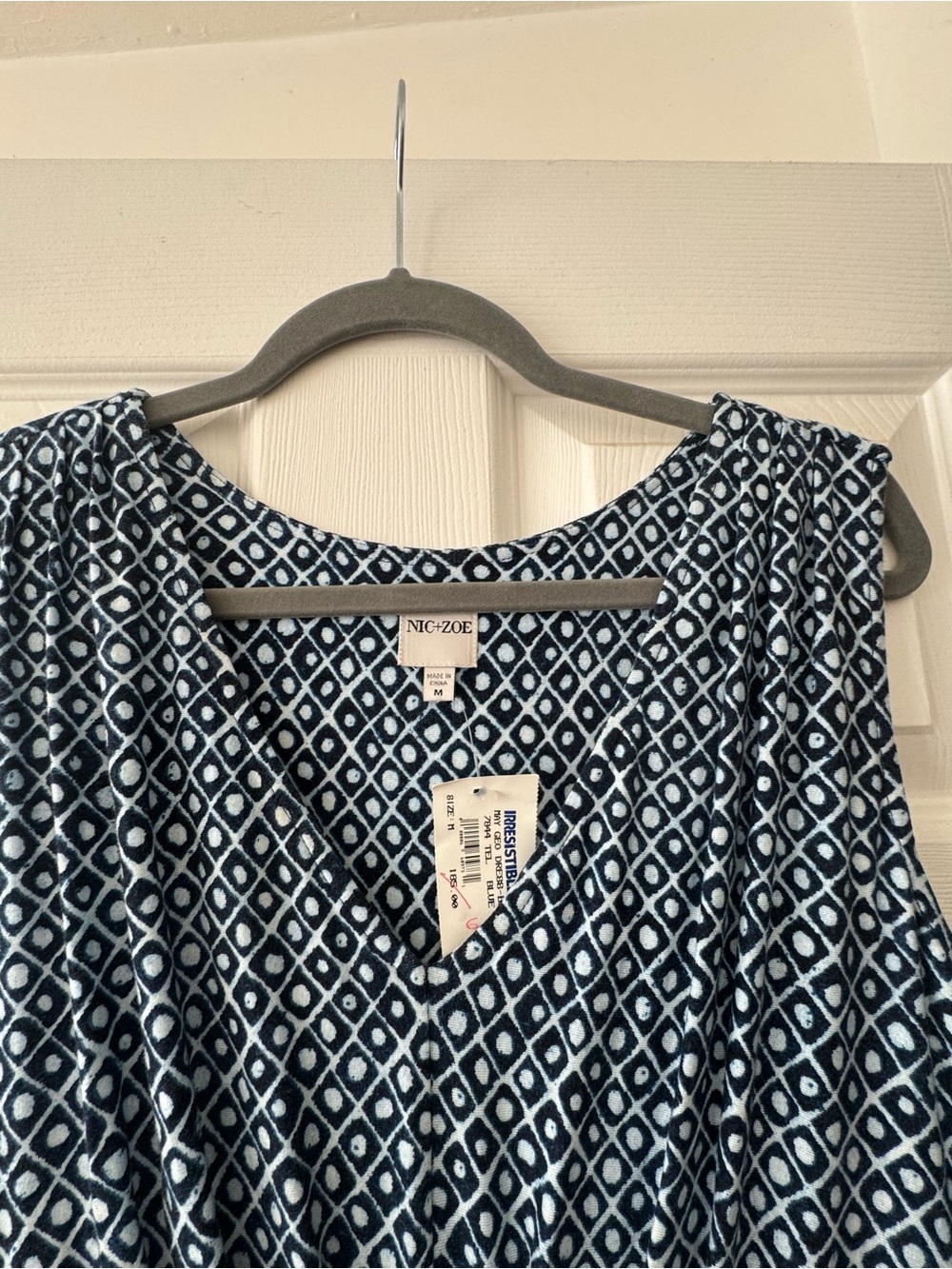 NIC+ZOE Navy & White Sleeveless Midi Dress with Geo Print, NWT, Size M - Picture 3 of 3